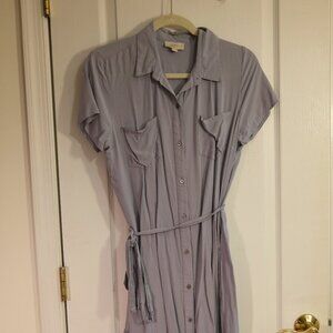 Pale Purple button up dress tie waist